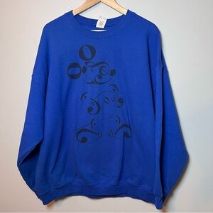 Mickey Mouse Musical Symbol Crewneck Adult sz 2XL Royal Blue Sweatshirt Disney